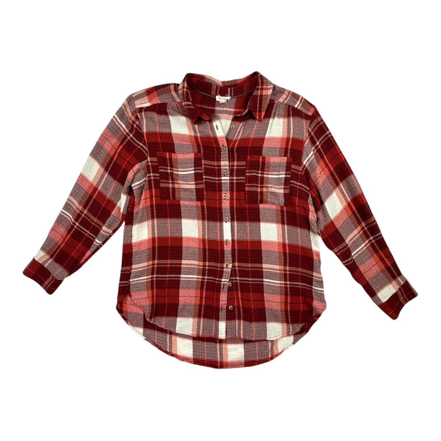 Pilcro By Anthropologie Red Plaid Button Down Flannel Shirt Size M